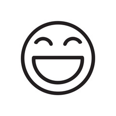 Fototapeta premium A line drawing of a smiling emoji with a wide grin.