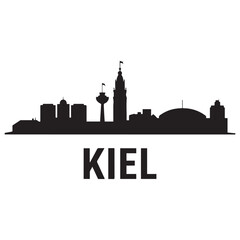 Obraz premium Kiel skyline horizontal banner. Kiel, Germany. Vector template for your design. Vector black silhouette. with white background.