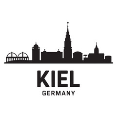 Kiel skyline horizontal banner. Kiel, Germany. Vector template for your design. Vector black silhouette. with white background.