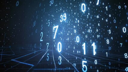 Keyboard grid disintegrating particles quantum glyphs, fading outlines morphing numbers, dim glitch energy waves flow alien code, cyber quantum cinematic holographic aura, 4k motion effect - Powered by Adobe