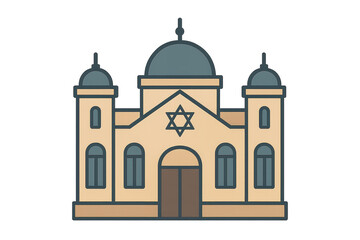 Obraz premium Illustration of a Traditional Jewish Synagogue with Architectural Features