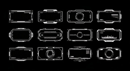 Vector art of futuristic hud interface elements for virtual reality isolated on white background