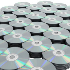 Stack of cds and dvds isolated on white background