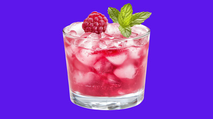  - and mint leaf in a clear glass,isolated on transparent background