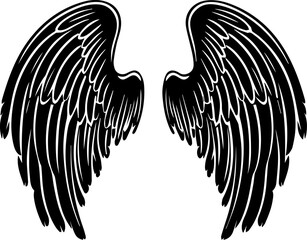 Angel Wing Vector Illustration in Black and White