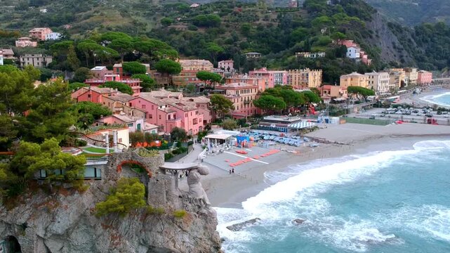Colorful Monterosso al Mare with Coastal Statue, Cinque Terre