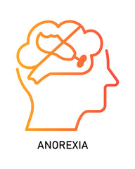 Outline Simple Head with Chicken Leg Inside Brain Icon Symbol