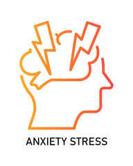 Outline Simple Head Brainstorming Idea With Lightning Bolt Shape Icon