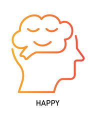 Simple Outline Head with Cloud Thought Bubble Mind Psychology Icon