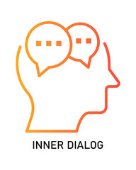 Outline Simple Human Head Communication Chat Bubble Mind Icon