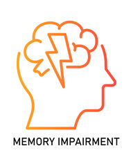 Simple Lineart Head with Brain and Lightning Bolt Concept Icon