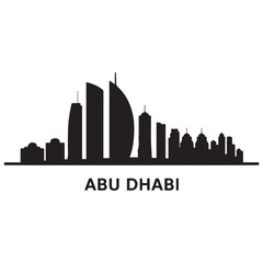 Naklejka premium Abu Dhabi skyline silhouette. Black Abu Dhabi city. Vector black silhouette. with white background.