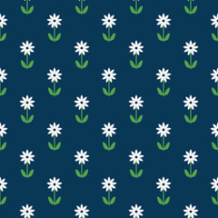 Cute floral seamless pattern with flowers and branches. Wildflower vector illustration in spring or summer. Elegant template for fabric, wallpaper, stationery, wrapping, card, and phone cases.