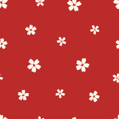 Cute floral seamless pattern with flowers and branches. Wildflower vector illustration in spring or summer. Elegant template for fabric, wallpaper, stationery, wrapping, card, and phone cases.