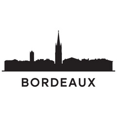 Fototapeta premium Bordeaux skyline horizontal banner. Bordeaux, France. Vector template for your design. Vector black silhouette. with white background.