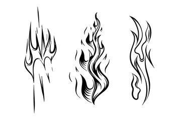 Outline Flame Set Hand Drawn Vector Image
