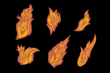 Outline Flame Set Hand Drawn Vector Image
