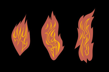 Outline Flame Set Hand Drawn Vector Image
