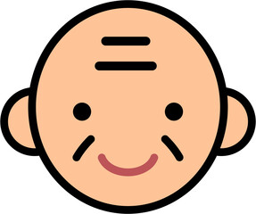 Elderly Man with Bald Head and Wrinkles