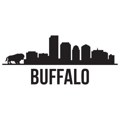 Naklejka premium Buffalo city skyline horizontal banner. Buffalo USA city. Vector template for your design. Vector black silhouette. with white background.