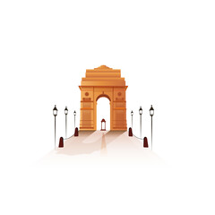 Fototapeta premium Illustration of a Monumental Arch with Pathway and Street Lamps