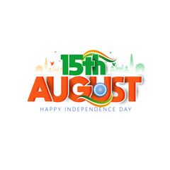 Celebration of the 15th August Indian Independence Day with National Symbols
