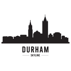 Naklejka premium Durham skyline. Vector illustration. Vector black silhouette. with white background.