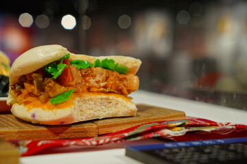 Close-up of Taiwanese hamburger buns