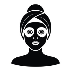 a woman with a black face mask on her head