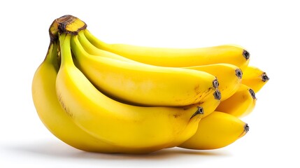 A close-up shot of a bunch of ripe bananas, showcasing their bright yellow color and fresh appearance.