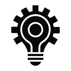 an icon of a light bulb with gears inside