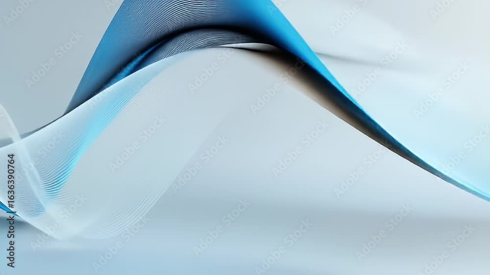 Wall mural serene blue and white wave abstract motion background video loop: a calming seamless animation of so