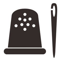 Thimble and Needle Icon for Sewing and Tailoring