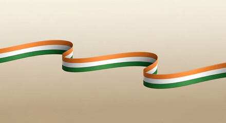 Patriotic concept with a waving Indian tricolor ribbon banner for national day celebrations and festive events.