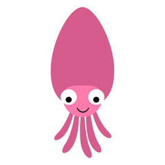 Cute squid vector icon. Cute sea animals illustration sign. sea animals symbol. Sea life logo. shark web icon.