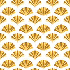 Golden Fan Pattern: Symmetrical Arrangement of Stylized Fans with Alternating Light and Dark Gold Tones