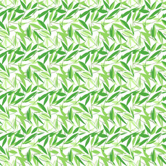 Fototapeta premium Repeating Pattern of Green Leaves with Varying Shades and Overlapping Designs