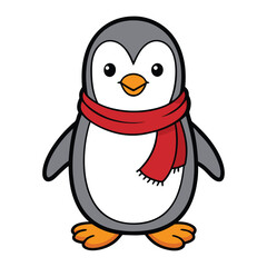 printable smiling penguin wearing a scarf.