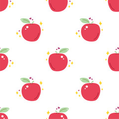 Cartoon red apple seamless pattern