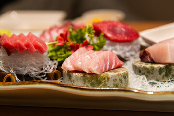 view of the tuna sashimi on the plate