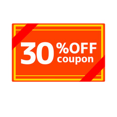 背景透過の30パーセントオフクーポン券イラスト素