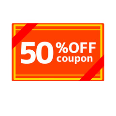 背景透過の50パーセントオフクーポン券イラスト素材