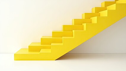 Yellow steps against a white wall.