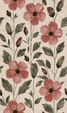 seamless floral patten with garden Hibiscus flowers 