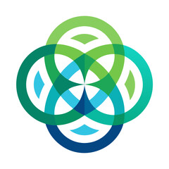Minimalist Peace and Tolerance Icon with Interconnected Circles and Smooth Lines