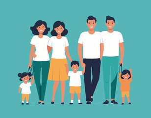 Happy Family Vector Illustration – Parents and Kids Together