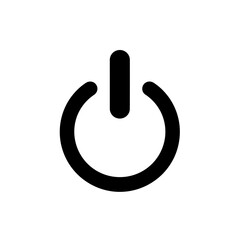 Illustration of a power button symbol in black color silhouette