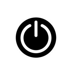 Black circle with a white power symbol in the center silhouette