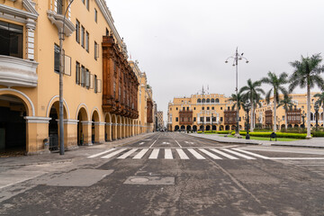 Blick über den Jirón de la Unión in der historischen Altstadt von Lima, Peru, zur Plaza de Armas