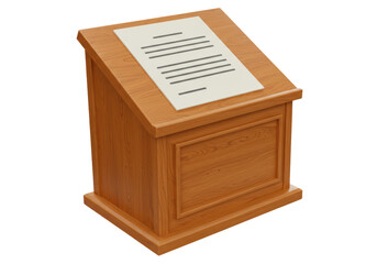Isolated Wooden Lectern Podium with Speech Document
